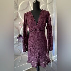 Express Women's Burgundy Lace Dress Size Small